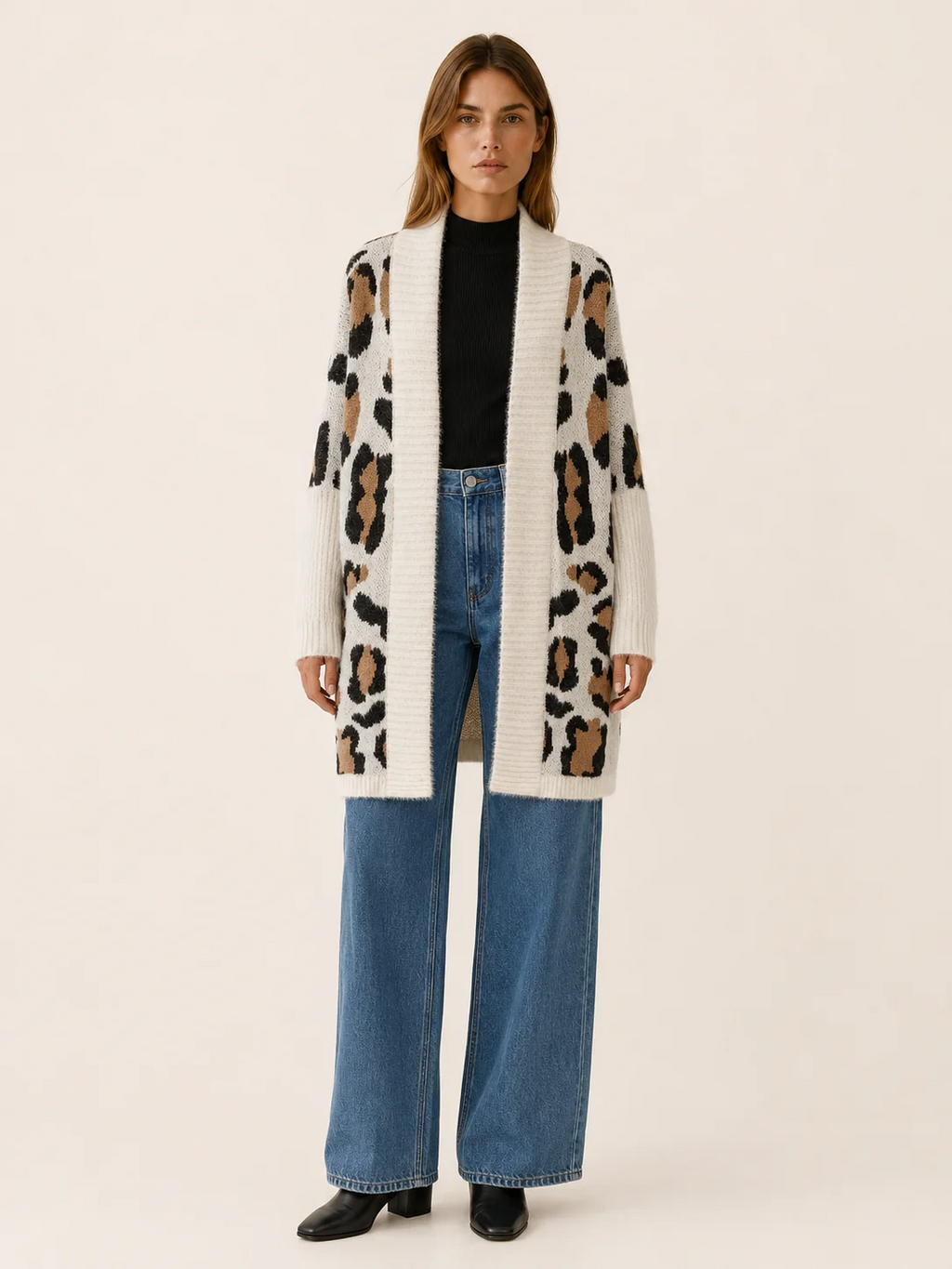 Lisette | Long Leopard Print Knit Cardigan