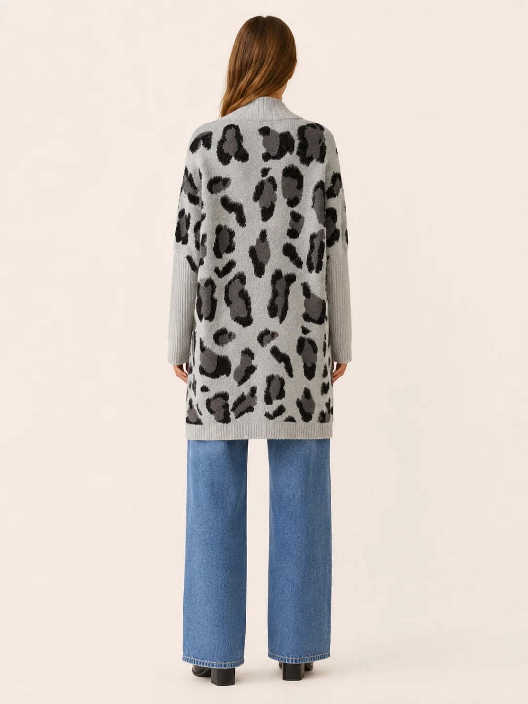 Lisette | Long Leopard Print Knit Cardigan