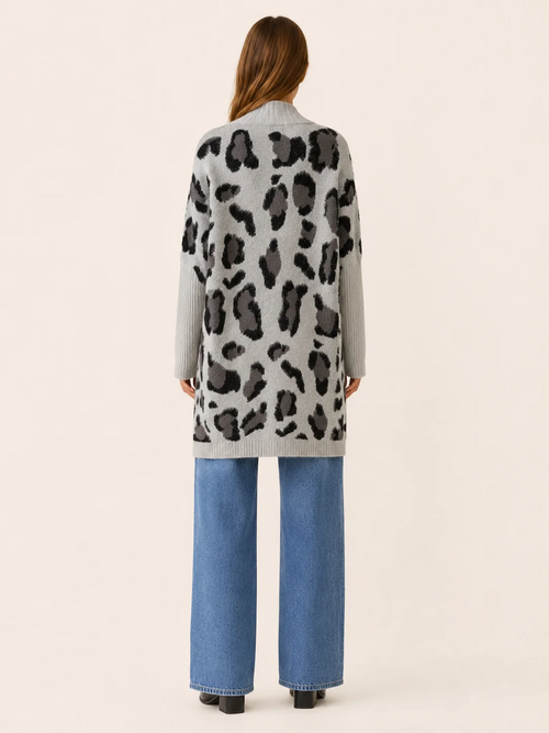 Lisette | Long Leopard Print Knit Cardigan