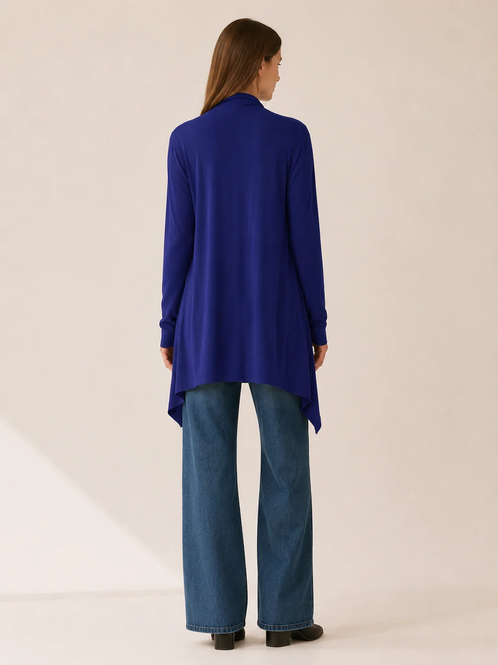 Phoebe | Long Open-Front Draped Cardigan
