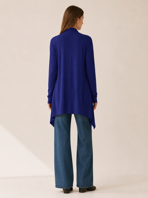 Phoebe | Long Open-Front Draped Cardigan