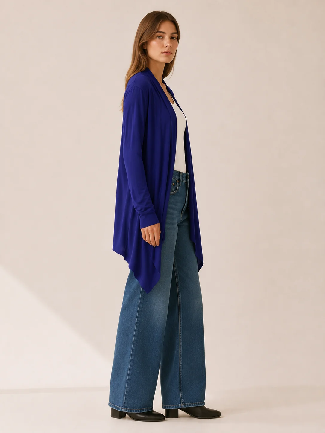 Phoebe | Long Open-Front Draped Cardigan
