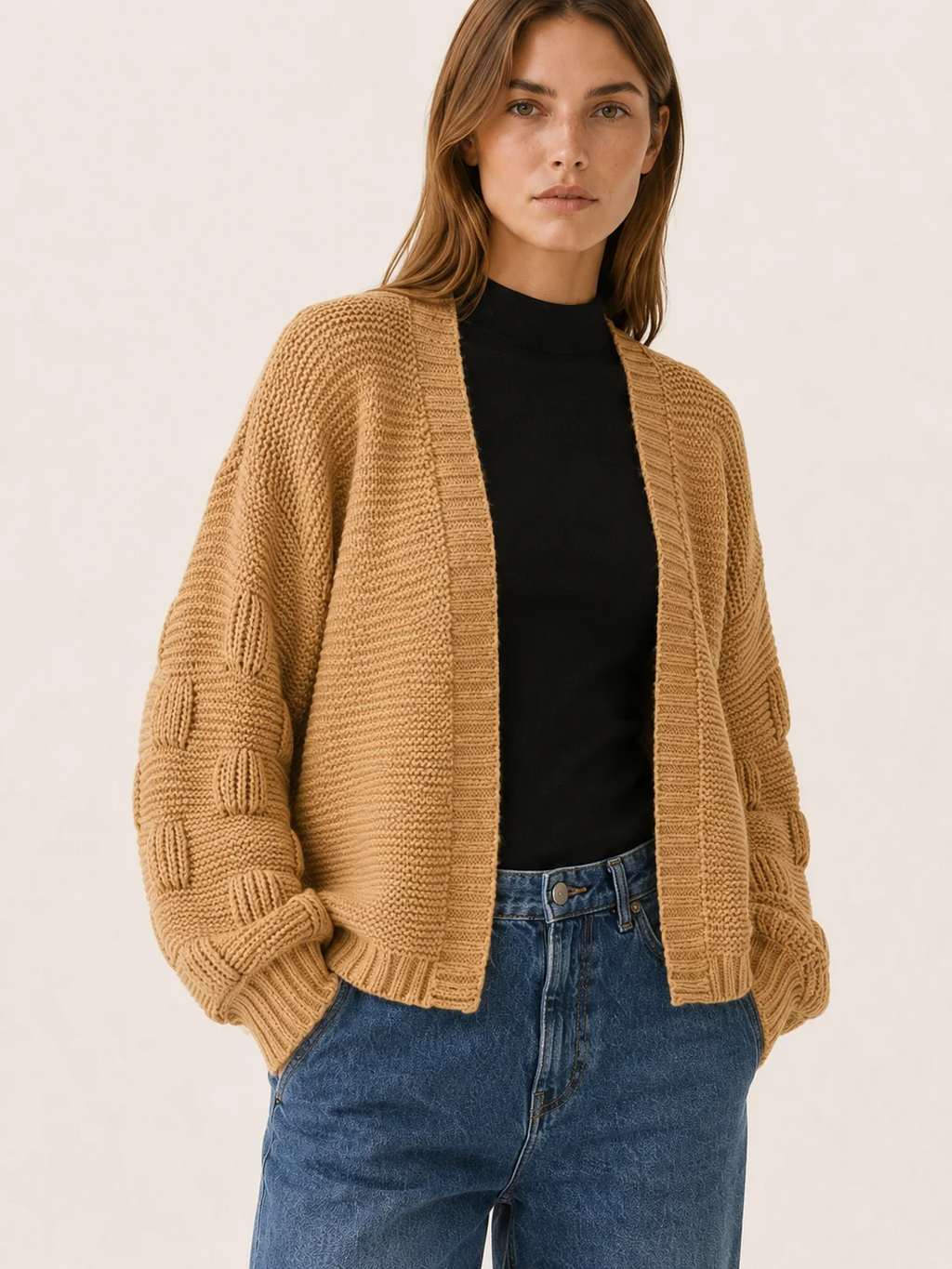 Vesper | Oversized Ribbed Open-Front Cardigan