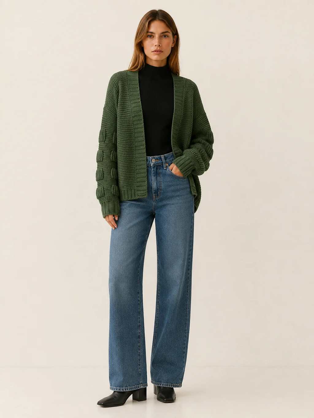 Vesper | Oversized Ribbed Open-Front Cardigan